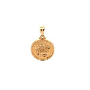 18K Yellow Gold Pendant Angel Round Circle